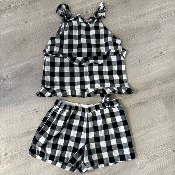 Crewcuts Girls 2 Set Outfit black & white plaid and denim size 12 - Picture 6 of 9